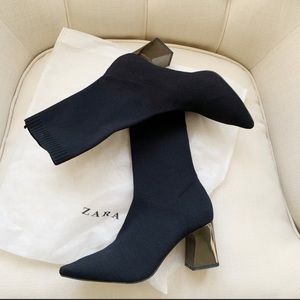 Zara black sock bootie sz 6 never worn